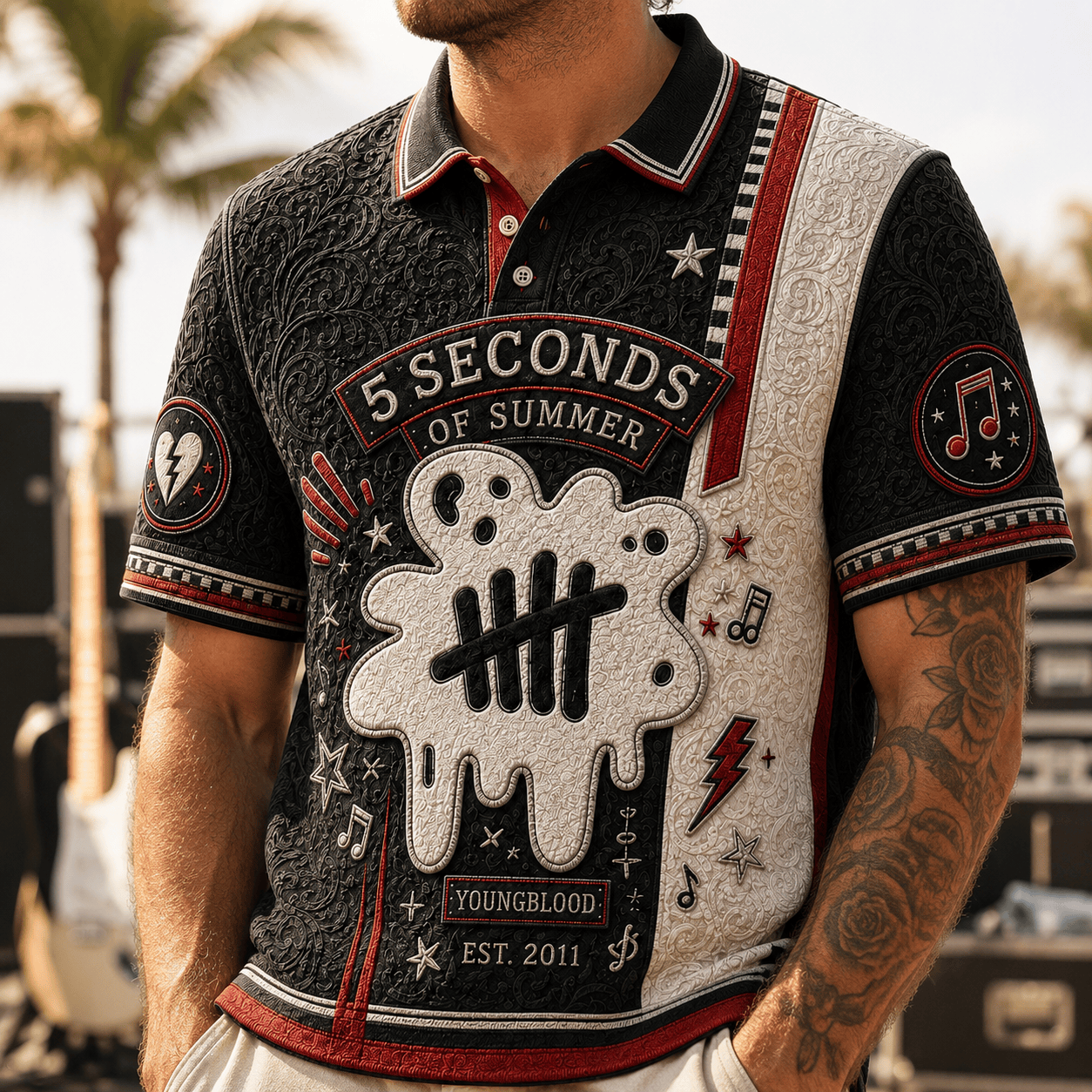 PREMIUM 5SOS EMBOSS POLO SHIRT HQH